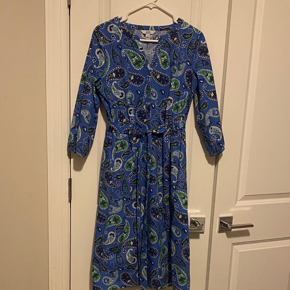 Croft & Barrow Blue and Green Paisley Long Sleeve Dress